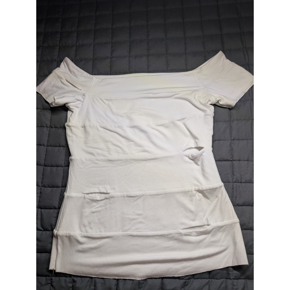 Bailey/44 White Off The Shoulder Cutout Tiered Bandage Top Medium Made in USA